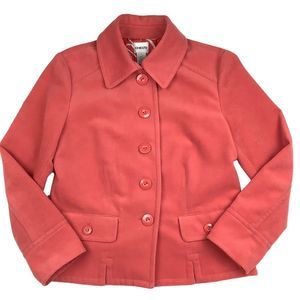Chico's Blazer Jacket Women's 1 M / 8 Lined Button Down Coral Pink Velvet
